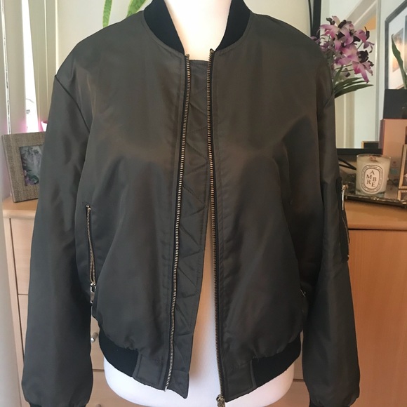 Zara Olive Army Green Bomber Flight Jacket - Picture 1 of 5